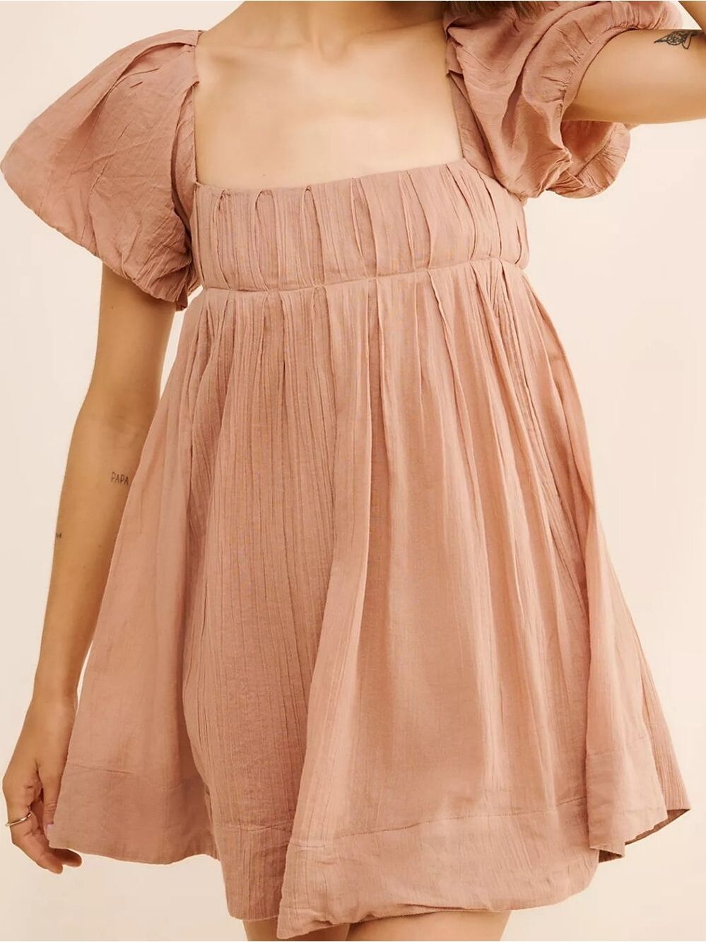 Free People Free Marina Mini Dress in Blush Tan Women's XS